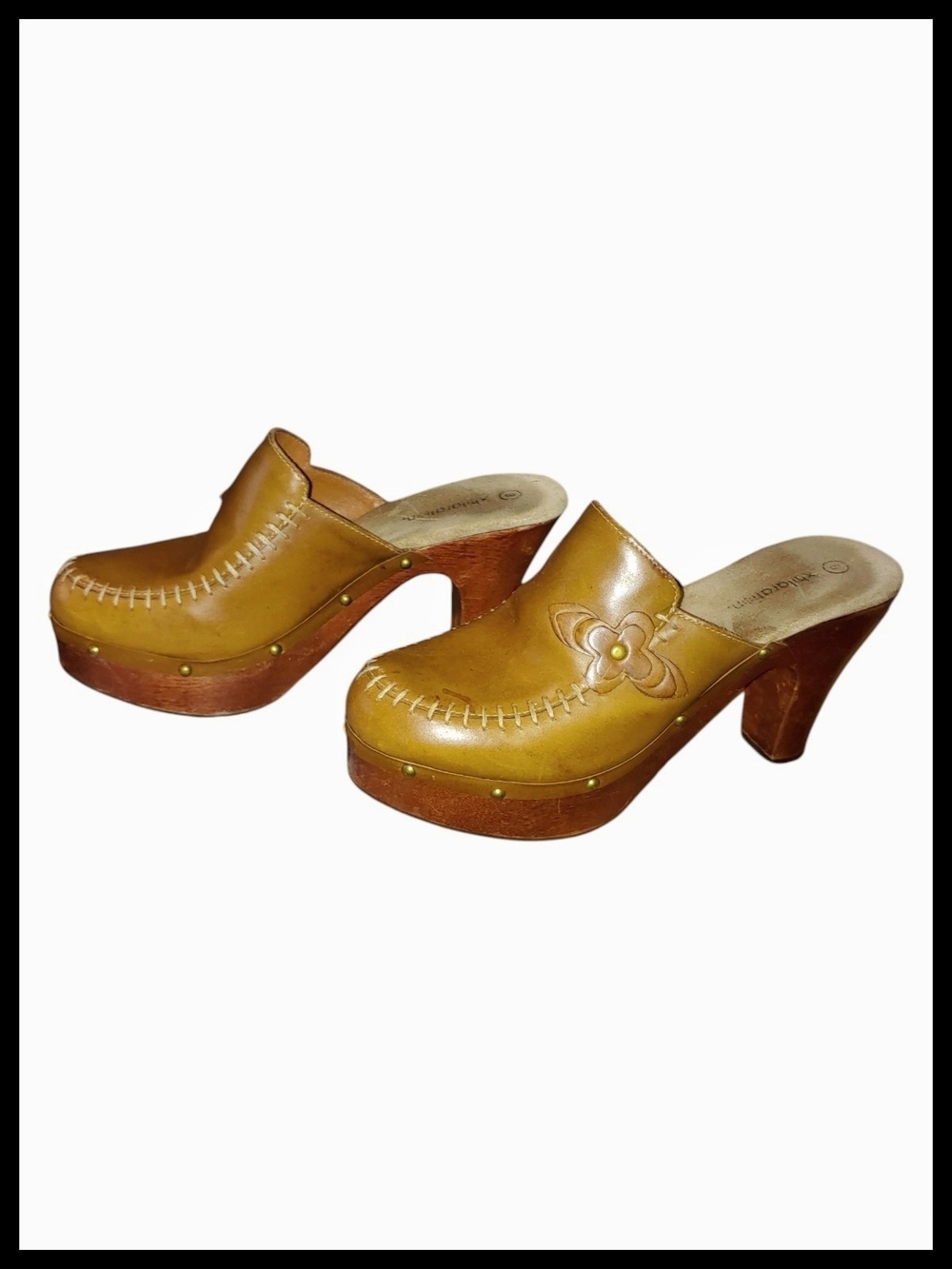 Leather  Clogs with Man Made Platforms Y2K